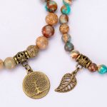 Bivei Natural Semi Precious Gemstone Beads Bracelet for Women - Tree of Life and Leaf Charm Energy Healing Reiki Crystal Stretch Bracelets - Image 4
